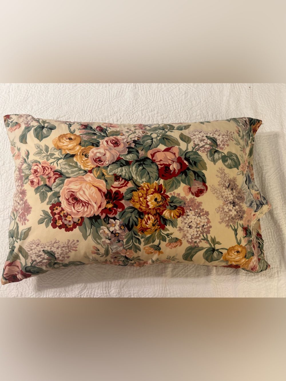 1980s Vintage Ralph Lauren Allison floral standard pillowcase USA made cotton